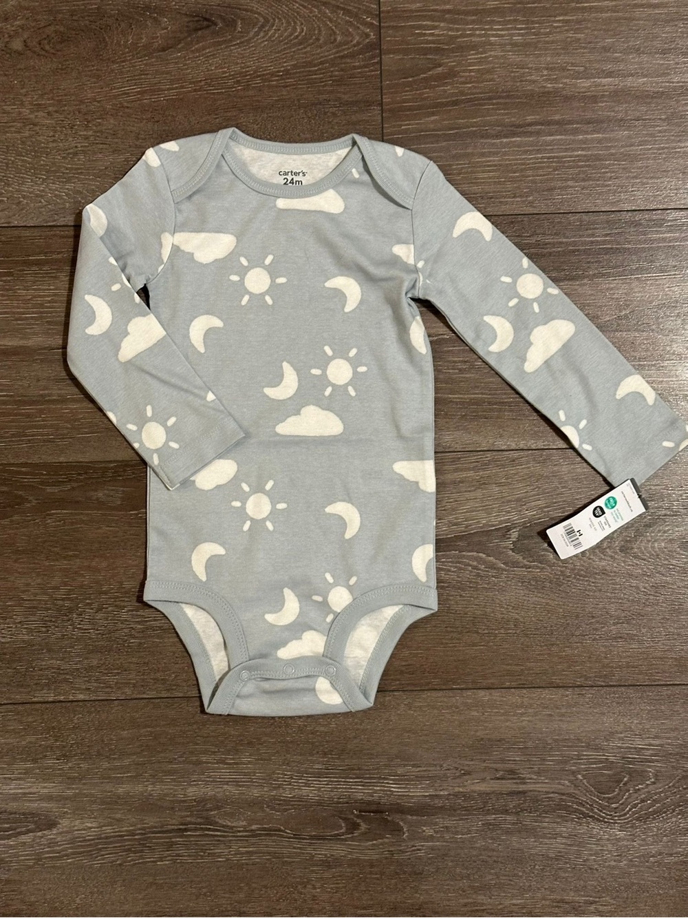 Carter's Blue Long-Sleeve Moon & Sun One-Piece Bodysuit